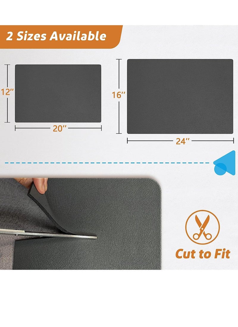 SYOSI - Coffee Mat, 12‘’x 20'' Absorbent Dish Drying Mat, Coffee Bar Mat, Coffee Maker Mat for Countertop, Non-Slip Rubber Backed, Coffee Bar Accessories Fit Under Coffee Maker Machine, Gray - Image 1