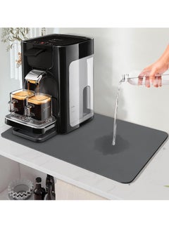 Coffee Mat, 12‘’x 20'' Absorbent Dish Drying Mat, Coffee Bar Mat, Coffee Maker Mat for Countertop, Non-Slip Rubber Backed, Coffee Bar Accessories Fit Under Coffee Maker Machine, Gray