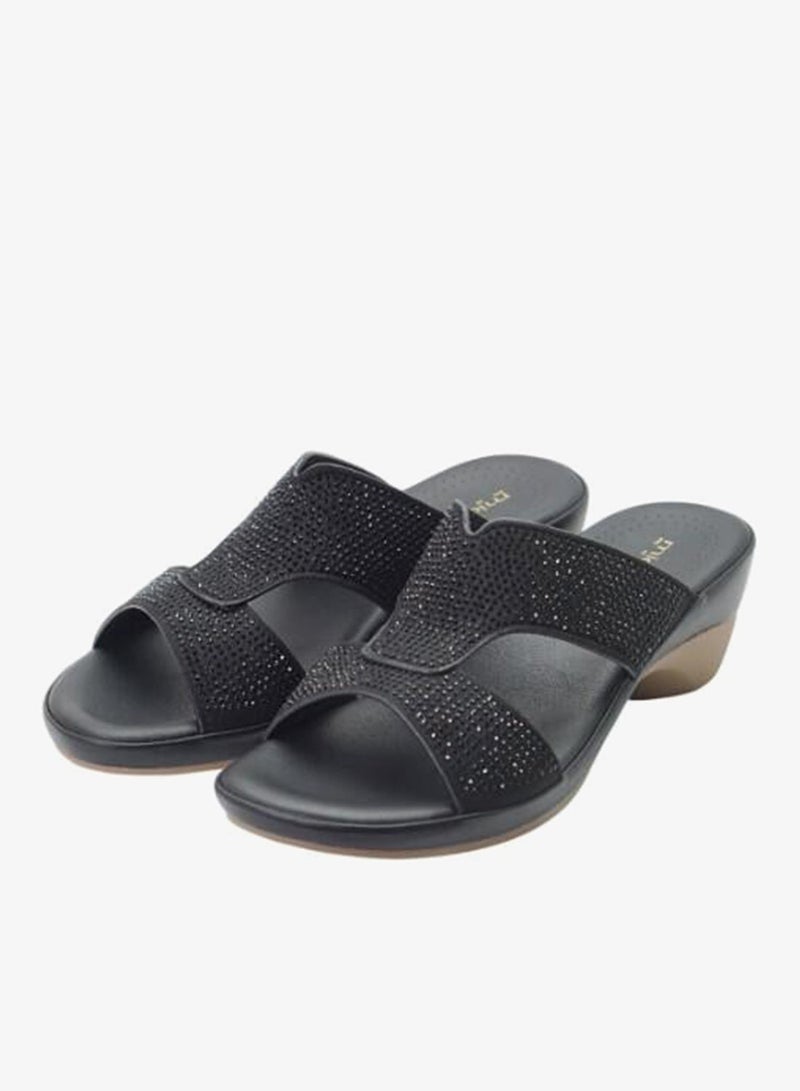 ميشيل مورجان 092-3107 Michelle Morgan Ladies Mid Heel Sandals 514RJ312 Black - Image 1