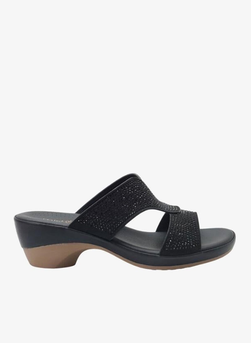 ميشيل مورجان 092-3107 Michelle Morgan Ladies Mid Heel Sandals 514RJ312 Black - Image 3