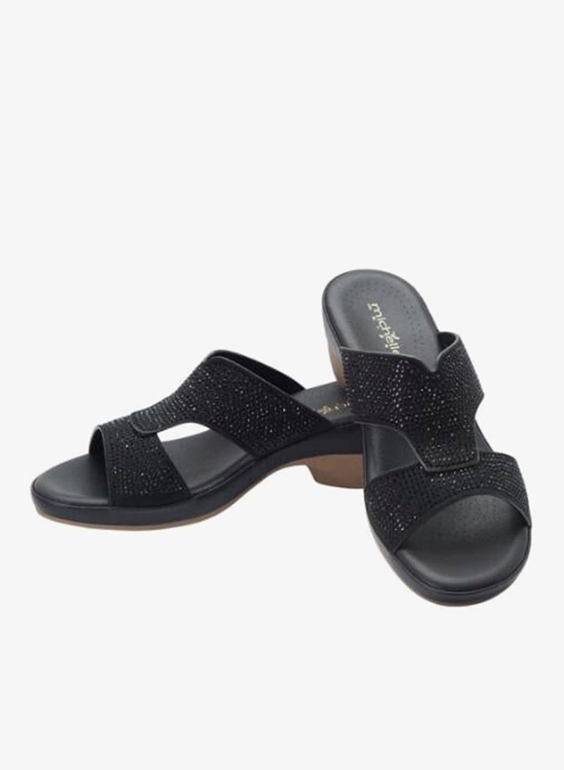 ميشيل مورجان 092-3107 Michelle Morgan Ladies Mid Heel Sandals 514RJ312 Black - Image 2