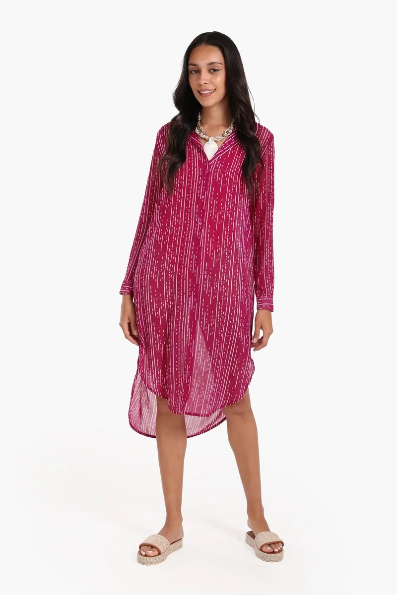Carina Chiffon Long Sleeves Shirt Dress - Image 1