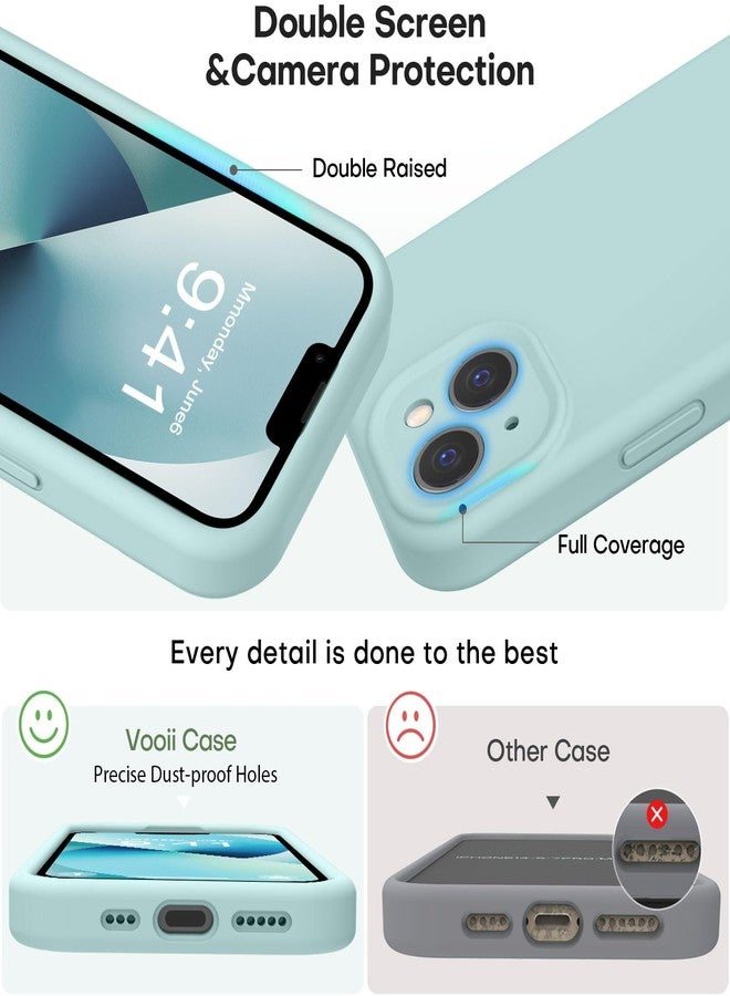 Vooii Compatible with iPhone 13 Case, Liquid Silicone Upgrade [Camera Protection] [Soft Anti-Scratch Microfiber Lining] Shockproof Phone Case for iPhone 13 6.1 inch - Mint - Image 3