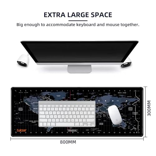 Tukzer World Map Extended Gaming Mouse Pad, High Speed Mouse Tracking & Control, Stitched Embroidery Edges, Non-Slip Rubber Base for Computer Laptop Keyboard - Image 2