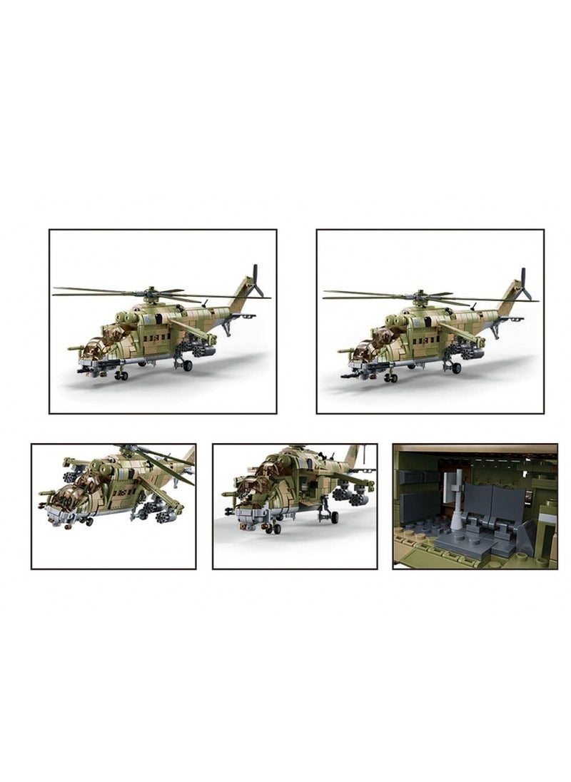 Sluban - Sluban - Model Bricks Combat Helicopter MI-24S 3 in 1 1/35 893 Pieces - M38-B1137 - Image 1