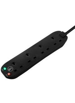 MASTERPLUG Masterplug Four Socket Power Surge Protected Extension Lead, 2 Meters, Black, 2 Years Warranty, 75 years old British Brand  - Image 1