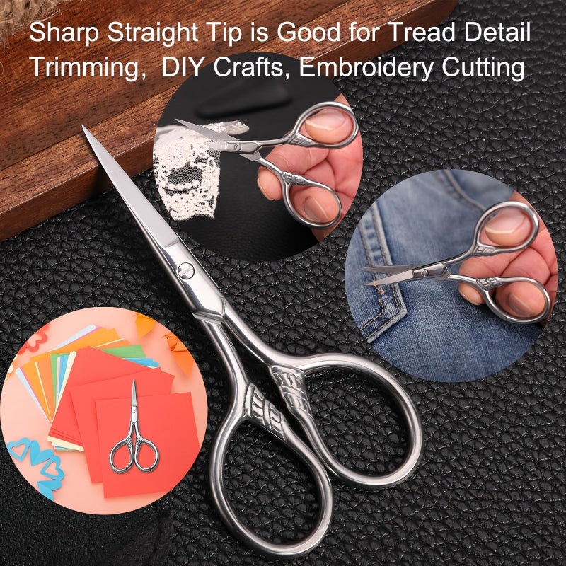 Stainless Steel Multi Purpose Vintage Grooming Scissor 3.5 Inch Ambidextrous with PU Leather Sheath - Image 2