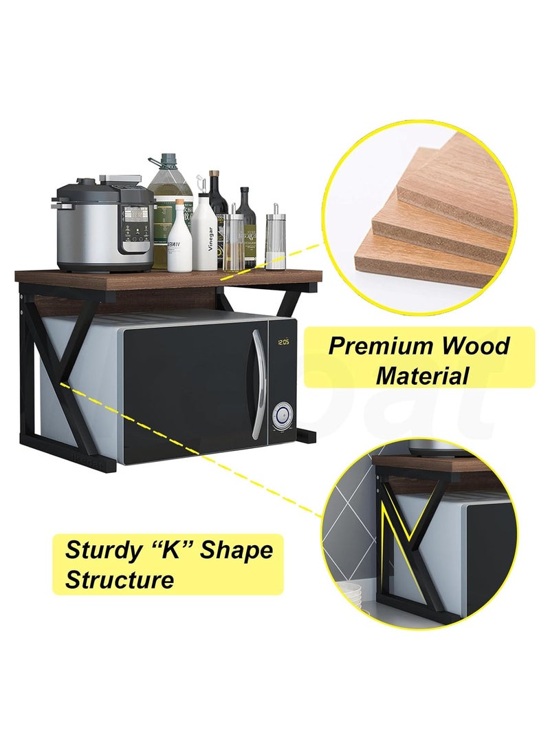 HW Microwave Oven Rack, Toaster Shelf for Kitchen Counter Top Organizer, 2 Tiers Space Saver Storage Oven Stand, Brown - Image 5