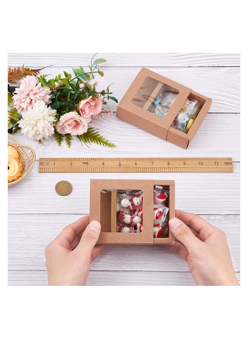 12 علبة علب هدايا ورقية مربعة الشكل مقاس 19.5 * 15.5 * 4.7 سم ، صندوق بأدراج مع غطاء نافذة PVC لحفلات الكريسمس ، هدايا للمخبوزات والحلوى - Image 3