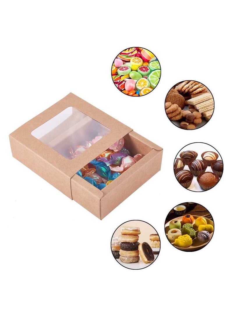 12 علبة علب هدايا ورقية مربعة الشكل مقاس 19.5 * 15.5 * 4.7 سم ، صندوق بأدراج مع غطاء نافذة PVC لحفلات الكريسمس ، هدايا للمخبوزات والحلوى - Image 2
