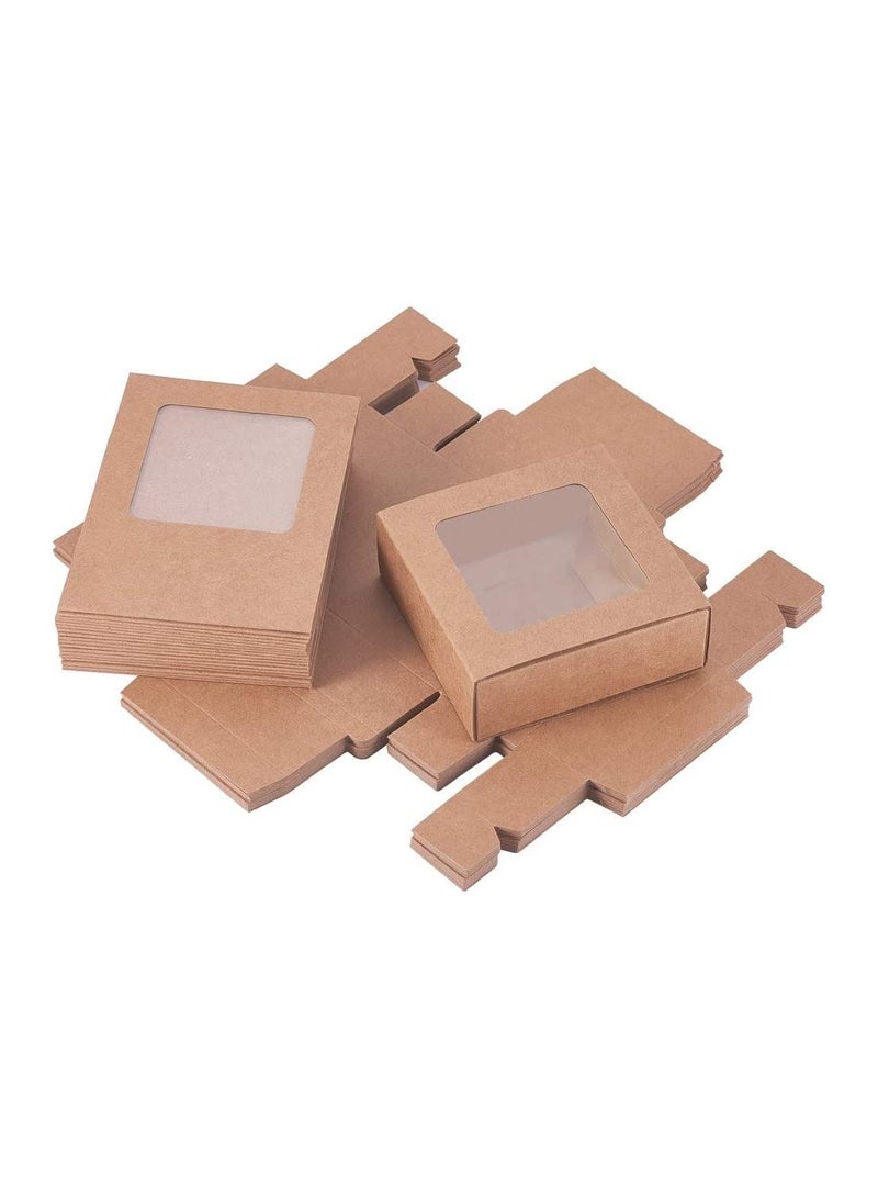 12 علبة علب هدايا ورقية مربعة الشكل مقاس 19.5 * 15.5 * 4.7 سم ، صندوق بأدراج مع غطاء نافذة PVC لحفلات الكريسمس ، هدايا للمخبوزات والحلوى - Image 5