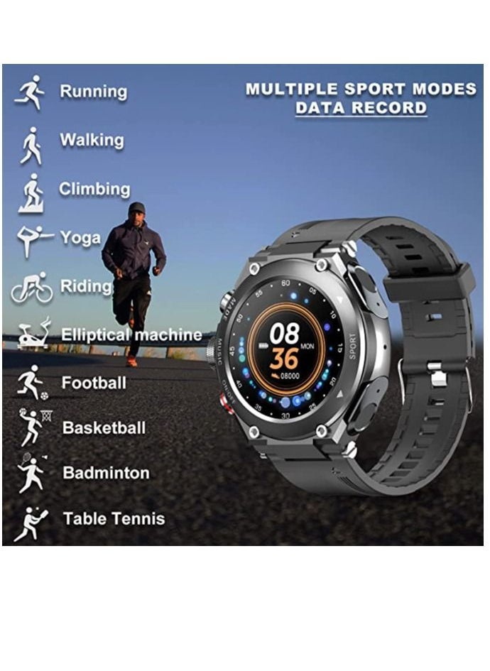 AROAQ - T92 Smart Watch with Headset Bluetooth 3 IN 1  Smart Watch Integrated Wireless Headset Temperature Heart Rate Monitor Black - Image 1
