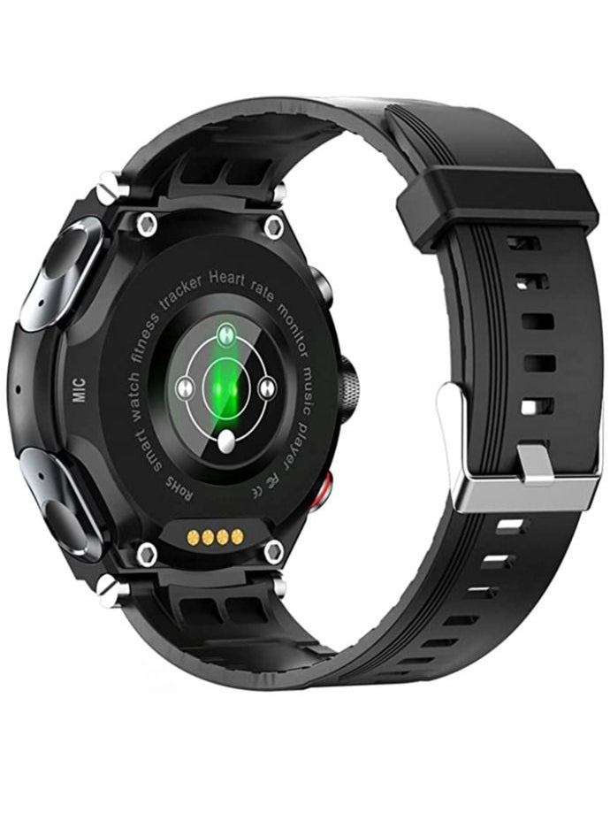 AROAQ - T92 Smart Watch with Headset Bluetooth 3 IN 1  Smart Watch Integrated Wireless Headset Temperature Heart Rate Monitor Black - Image 1