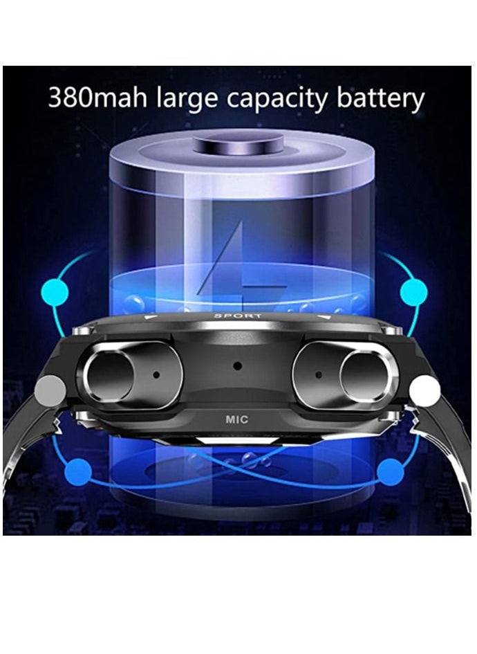 AROAQ - T92 Smart Watch with Headset Bluetooth 3 IN 1  Smart Watch Integrated Wireless Headset Temperature Heart Rate Monitor Black - Image 1