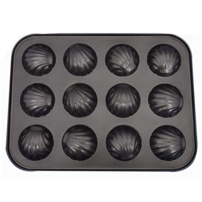 ZEENEEK Mold Cake Pan For Madeleine Zeeneek 12-Cavity Non-Stick Spherical Shell Madeline Bakeware For Oven Baking - 2 Pack - Image 2