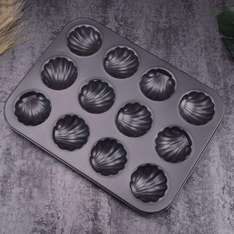 ZEENEEK Mold Cake Pan For Madeleine Zeeneek 12-Cavity Non-Stick Spherical Shell Madeline Bakeware For Oven Baking - 2 Pack - Image 3