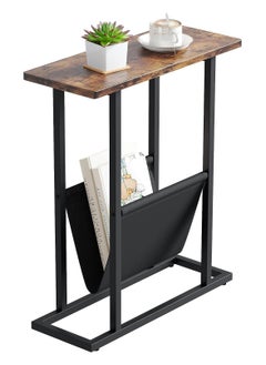 Chulovs Small Narrow Side Table for Small Spaces, Slim End Table Magazine Table Nightstand with Storage Holder, Accent Skinny Snack Couch Bedside Table for Living Room, Bedroom  - Image 1