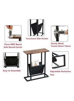 Chulovs Small Narrow Side Table for Small Spaces, Slim End Table Magazine Table Nightstand with Storage Holder, Accent Skinny Snack Couch Bedside Table for Living Room, Bedroom  - Image 2