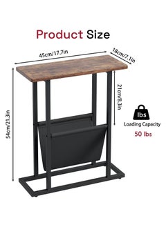 Chulovs Small Narrow Side Table for Small Spaces, Slim End Table Magazine Table Nightstand with Storage Holder, Accent Skinny Snack Couch Bedside Table for Living Room, Bedroom  - Image 3