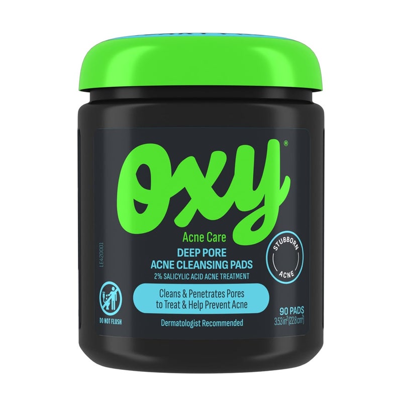 Oxy Deep Pore Acne Facial Cleansing Pads Maximum Strength 2 Salicylic Acid Stubborn Acne Treatment Fights Breakouts Exfoliates Unclogs Pores Treats Blackheads Dermatologist Recommended 90 Pads