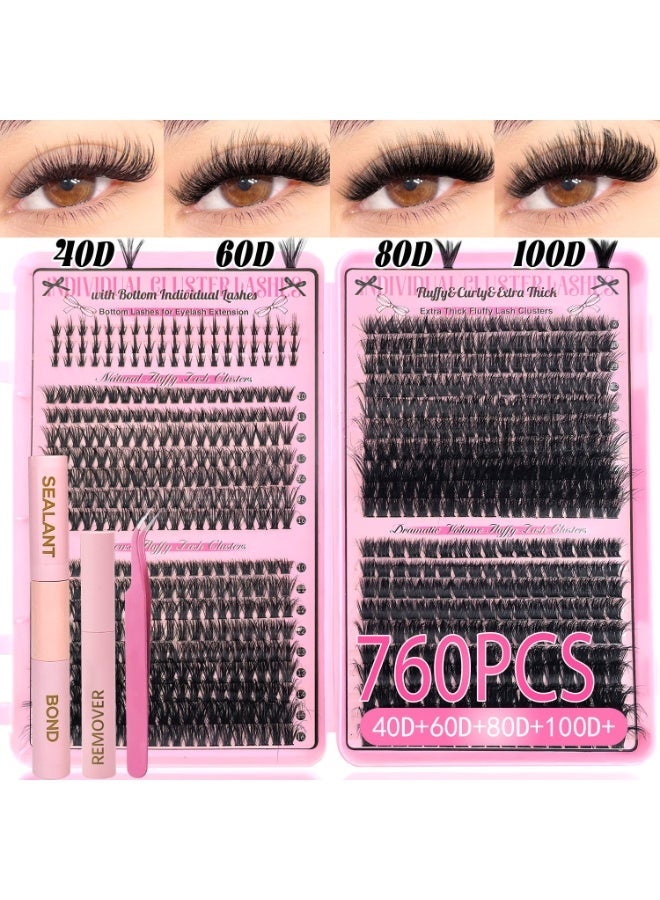 بقلم سابرينا مجموعة تركيب الرموش الفردية المكونة من 760 رموشًا، تتضمن غراء لاصق، ومزيل غراء، وأداة وضع للحصول على مظهر طبيعي كثيف. - Image 1