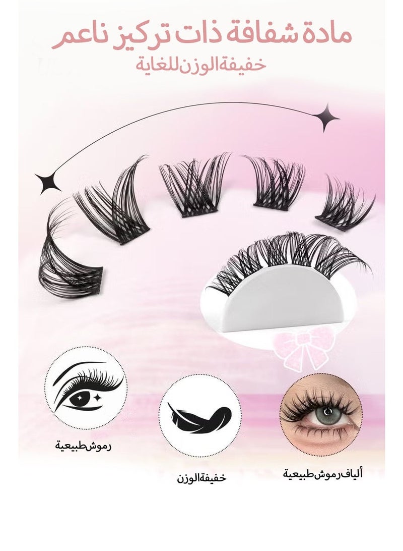 BY SABRINA 740 Pcs Lash Clusters kit, Lash Adhesive Glue & Lash Tweezer Set Eyelash Extensions  False Eyelashes Lash Clusters DIY Eyelash Extensions Individual False Eyelashes for Women D-Curl Perfection for Your Eyes! Natural Curl Personal Eyelash Set, Segmented False Eyelashes, Thick Eyelashes  Wispy Lashes 3D Wispy False Eyelashes Reusable Natural Look Soft Lightweight Lash Extension Effect - Image 3