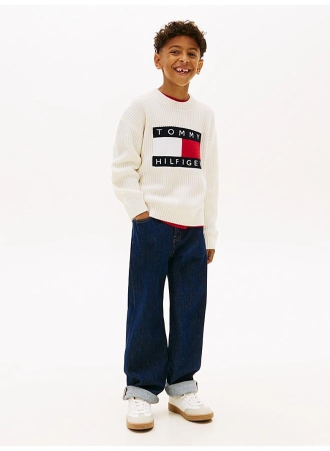 TOMMY HILFIGER Heritage Chunky Knit Flag Logo Jumper - Image 4