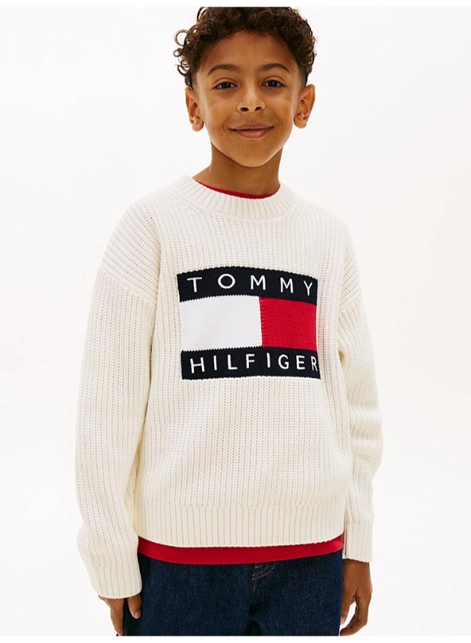 TOMMY HILFIGER Heritage Chunky Knit Flag Logo Jumper - Image 1