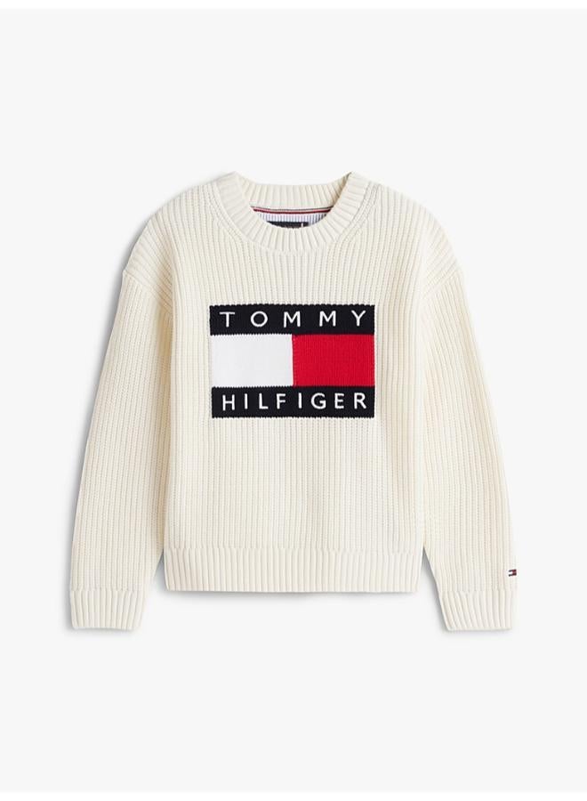 TOMMY HILFIGER Heritage Chunky Knit Flag Logo Jumper - Image 5