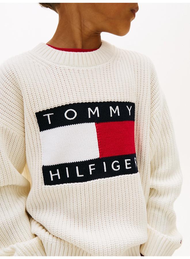 TOMMY HILFIGER Heritage Chunky Knit Flag Logo Jumper - Image 3