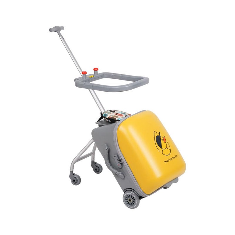 2 in 1 Carry on Suitcase, Kids Ride On Rolling Luggage Case with Detachable Baby Stroller for 1-8 Years Toddler Infant, Expandable Children Travel Trolley Case with TSA Lock for Outdoor (B, Yellow) - Image 1