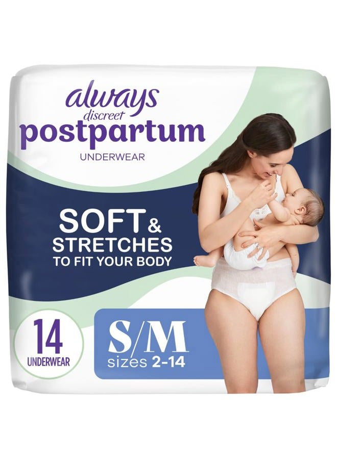 Always Discreet Postpartum and Adult Incontinence Underwear for Women, Small/Medium, Maximum Protection, 14 Count - Image 1
