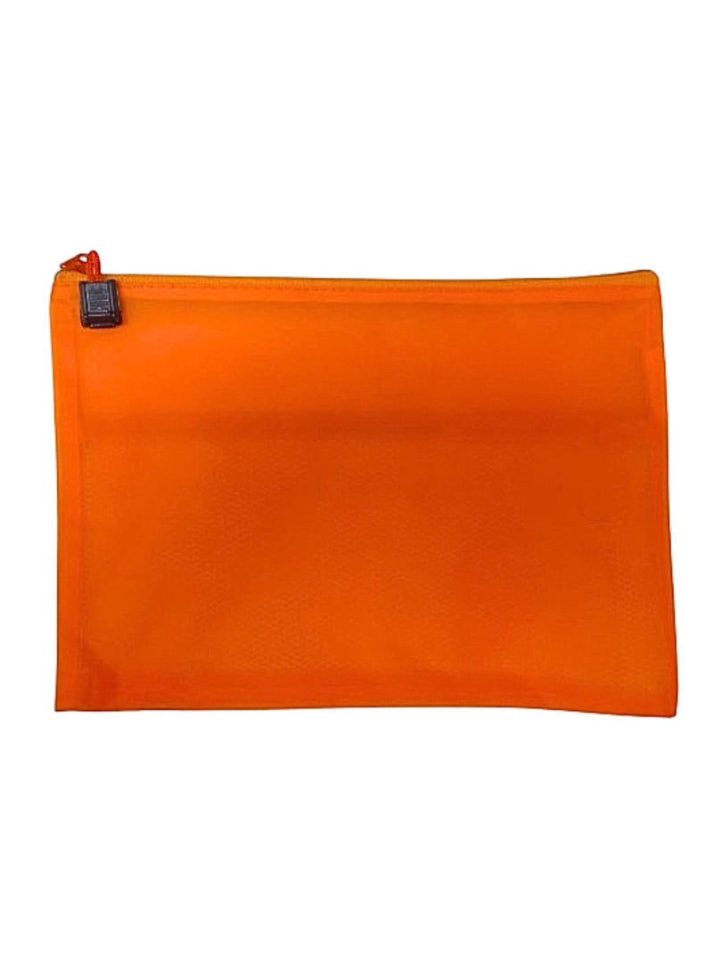 Libra A5 Zipper File Bags, Zippered Waterproof PVC Pouch Plastic Zip Document Filing Folder ORANGE - Image 2