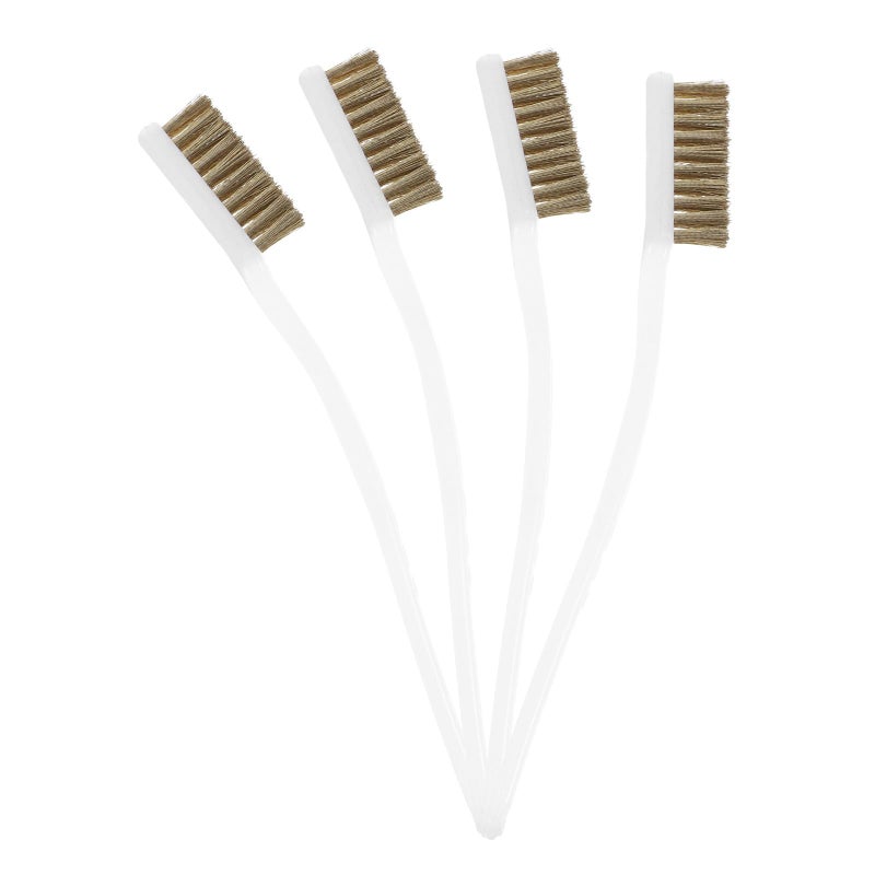 Mini Wire Brush Set 4pcs Copper Plated Steel Bristles Rust Removal Tool for Printer Nozzle Maintenance - Image 2