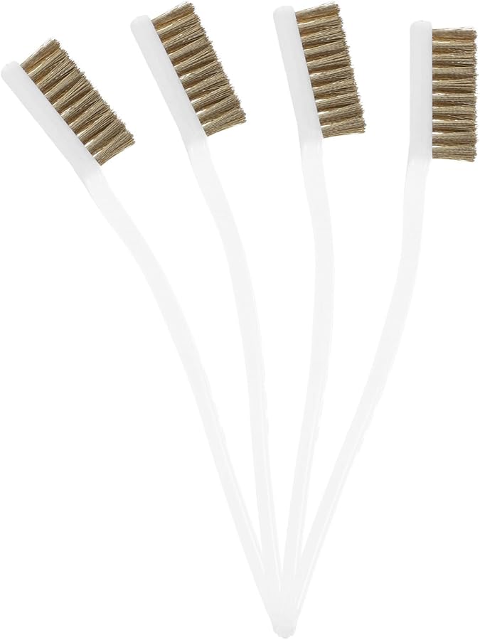 Mini Wire Brush Set 4pcs Copper Plated Steel Bristles Rust Removal Tool for Printer Nozzle Maintenance - Image 1
