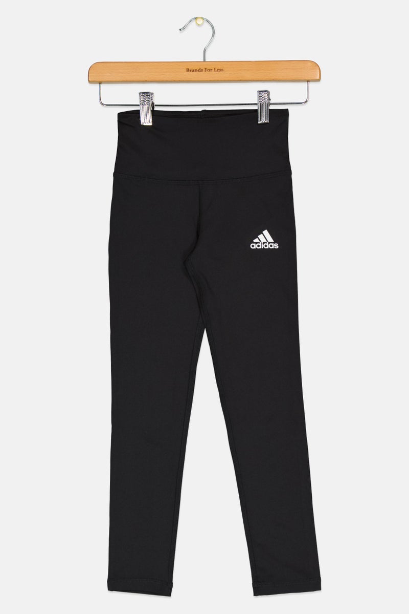 Adidas Kids Girl Pull On Brand Logo Outdoor Leggings, Black - Image 2