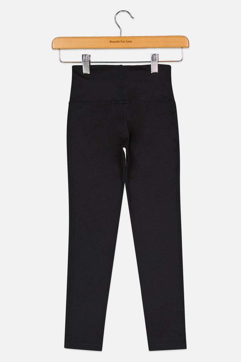 Adidas Kids Girl Pull On Brand Logo Outdoor Leggings, Black - Image 3