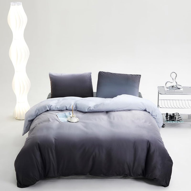 CLOTHKNOW Grey White Velvet Queen Comforter Set 3Pcs Gray White Fluffy Bedding Comforter Sets Gray Queen Comforter Soft Grey Velvet Queen Size Comforter Sets - Image 1