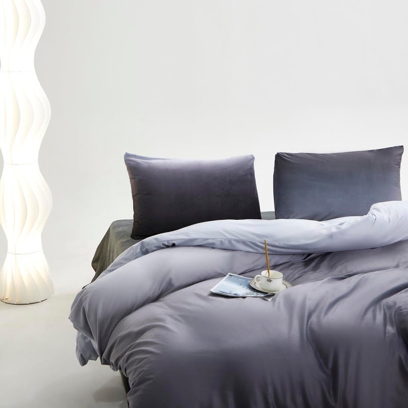 CLOTHKNOW Grey White Velvet Queen Comforter Set 3Pcs Gray White Fluffy Bedding Comforter Sets Gray Queen Comforter Soft Grey Velvet Queen Size Comforter Sets - Image 5