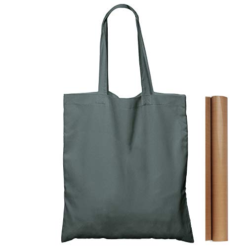 NPBAG 15 Pack 15'' X 16'' Grey Cotton Tote Bags, Lightweight Blank Bulk Cloth bags with 1pc of PTFE Teflon Sheet - Image 1