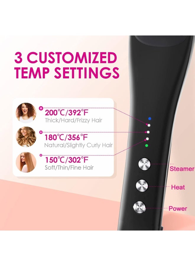 K.SKIN Hair Steam Straightener, PTC Three Level Intelligent Constant Temperature Control Steam Hair Straighteners Brush,Vapor Steam Comb Straightening Electronic Styler Tool,KD880 White - Image 2