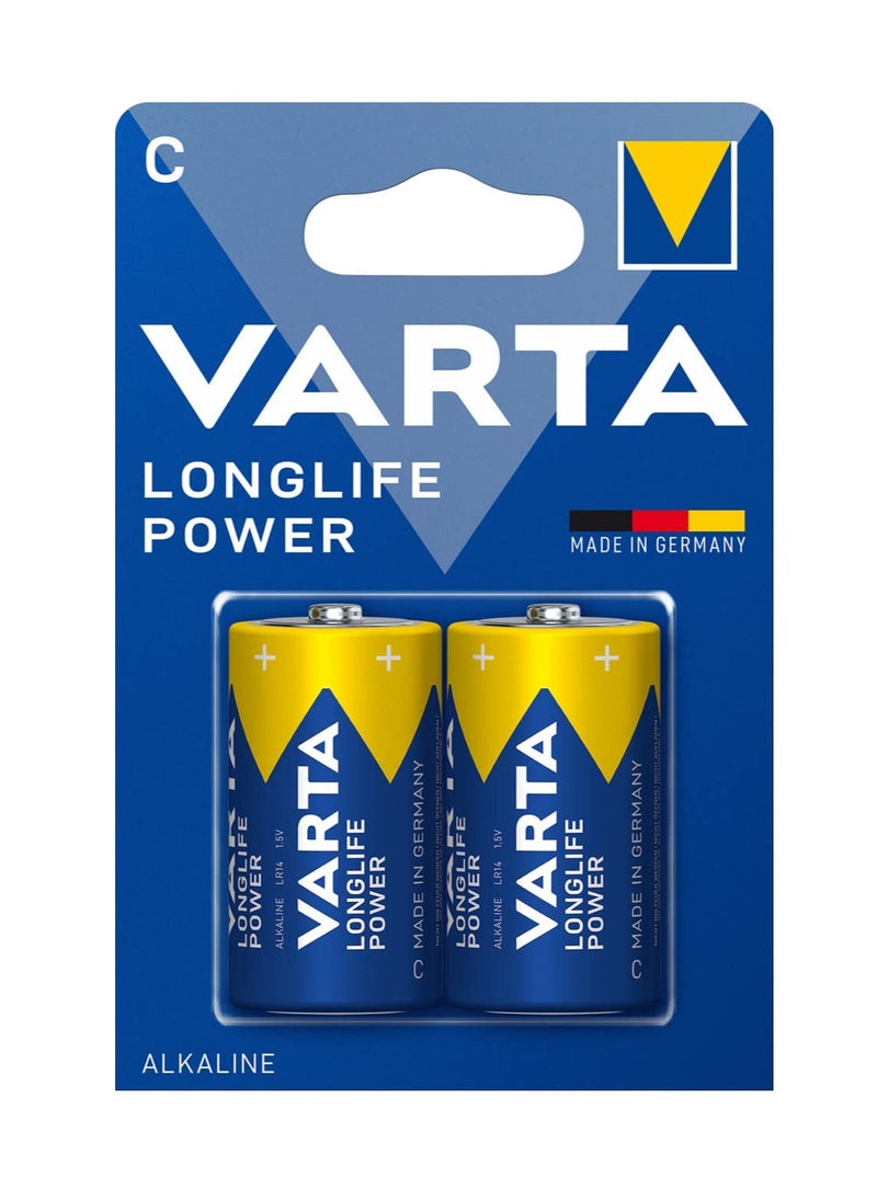 VARTA Battery C Baby, Longlife Power, Alkaline, 1.5 V, Ideal for Computer Accessories, Torch, Camera, Pack of 2 Made in Germany  - Image 2