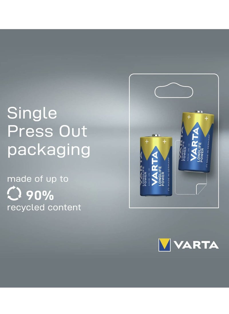 VARTA Battery C Baby, Longlife Power, Alkaline, 1.5 V, Ideal for Computer Accessories, Torch, Camera, Pack of 2 Made in Germany  - Image 4