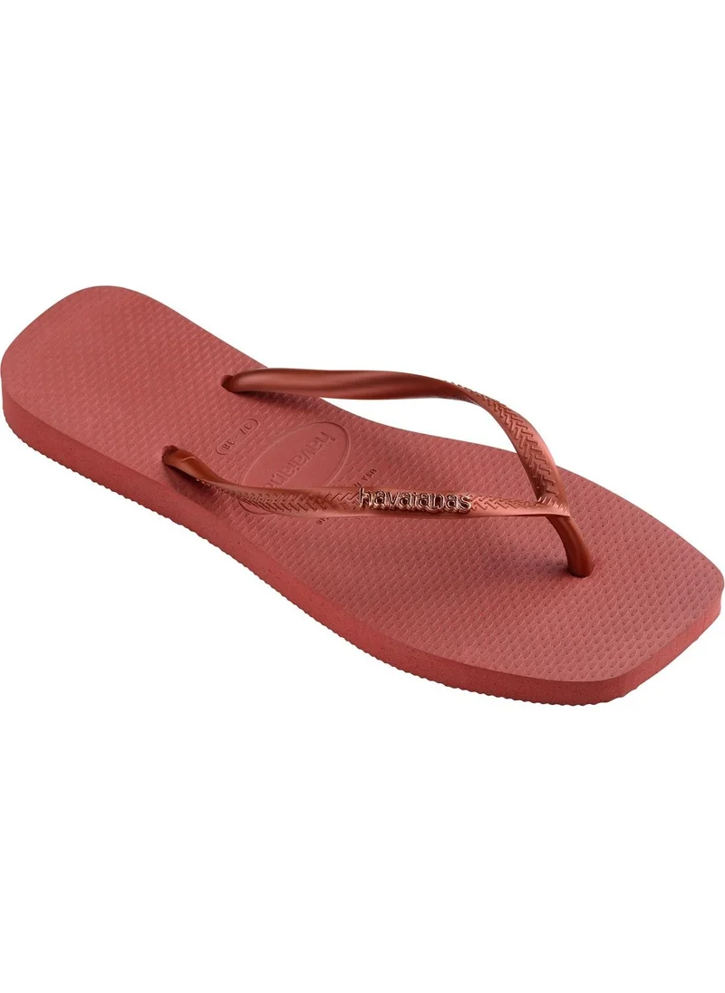 هافاياناس Square Logo Metallic Mahogany Red Brown Women's Slippers