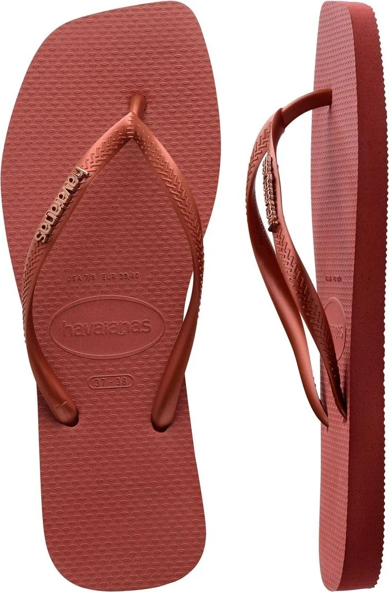 هافاياناس Square Logo Metallic Mahogany Red Brown Women's Slippers