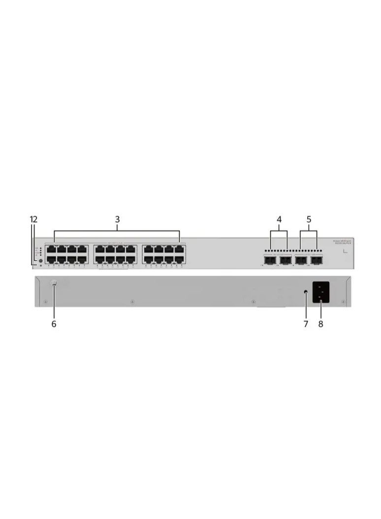 هواوي ايكيت مفتاح شبكة هواوي S220S-24LP4JX، هيكل معدني، 24 منفذ 10/100/1000BASE-T PoE+ مع 2x10GE SFP+ و2x2.5GE SFP، 195 واط، طاقة تيار متردد مدمجة - Image 2