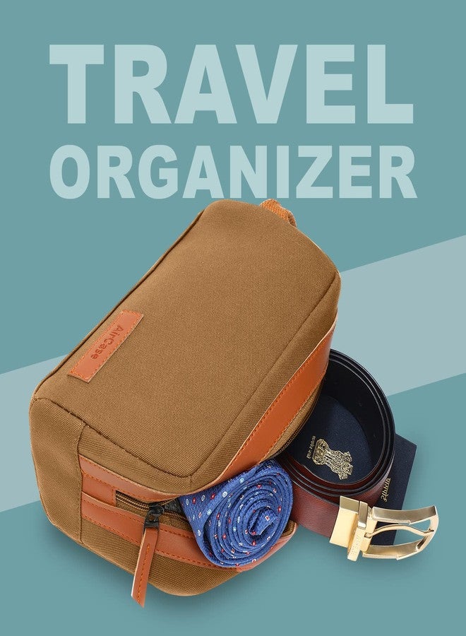 AirCase Premium Canvas Travel Organizer Kit Bag with Handle, Office Supplies/Accessories/Toiletry Kit, Easy to Clean Storage Pouch for Men & Women, Mustard- 6 Month Warranty - Image 2