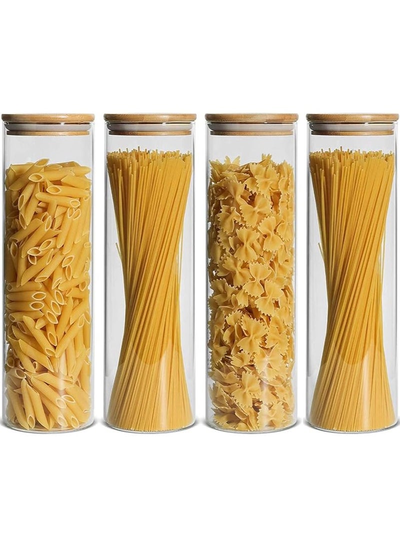 4 piece Glass Storage Jar with Bamboo Lids,Glass Airtight Canisters sets,Spice Jar, Pantry Organization and Storage Containers Ideal for Sugar, Coffee, Cookie, Candy,Cereals (2200ml/77.4 oz)  - Image 1