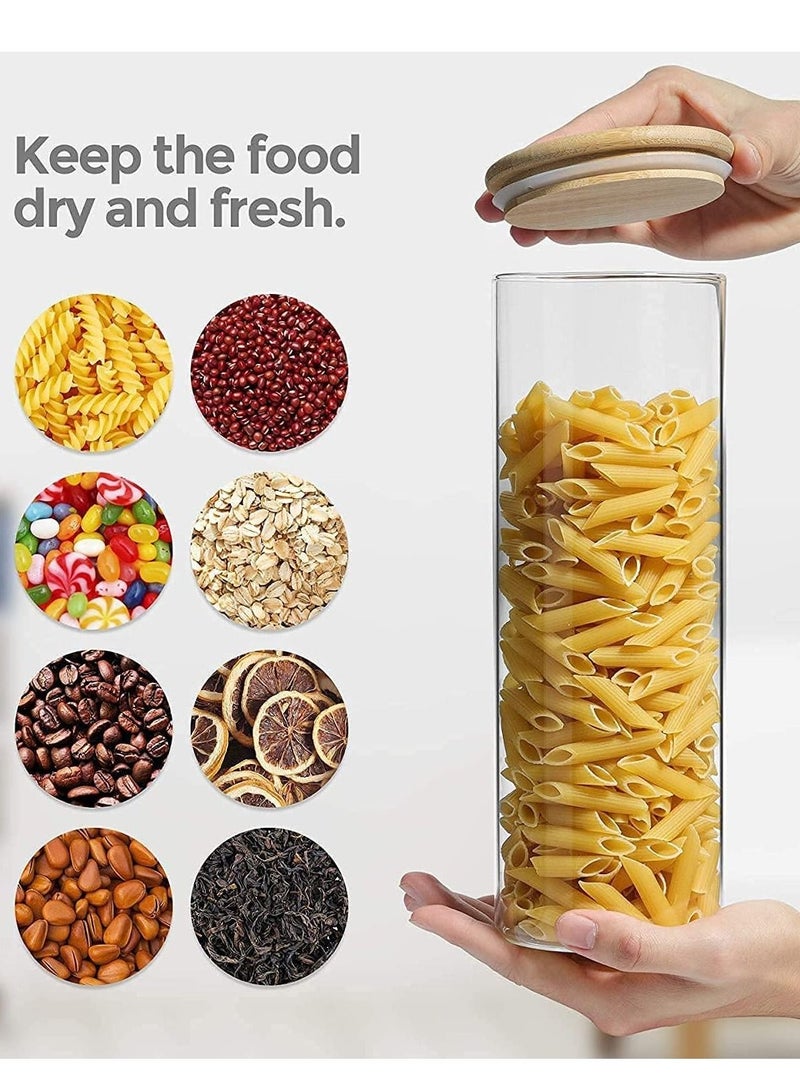 4 piece Glass Storage Jar with Bamboo Lids,Glass Airtight Canisters sets,Spice Jar, Pantry Organization and Storage Containers Ideal for Sugar, Coffee, Cookie, Candy,Cereals (2200ml/77.4 oz)  - Image 2