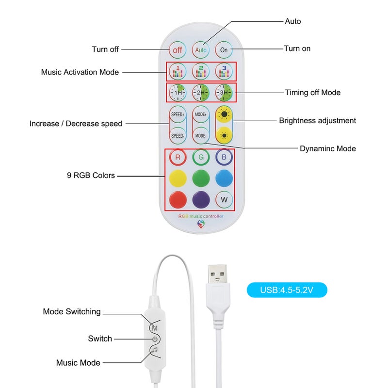 D C5V BT Connected 72 LEDs Corner Floor Lamp RGB Standing Light with Controller Supported Phones App Control/ Music Sync/ 1H&2H&3H 3 Levels Timer/ Speed& Brightness Adjustable Dimmbale/ - Image 5